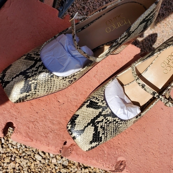 Franco Sarta Hinto Snake Leather Print‎ Sz. 9 3" Heeled Pump - Picture 4 of 11